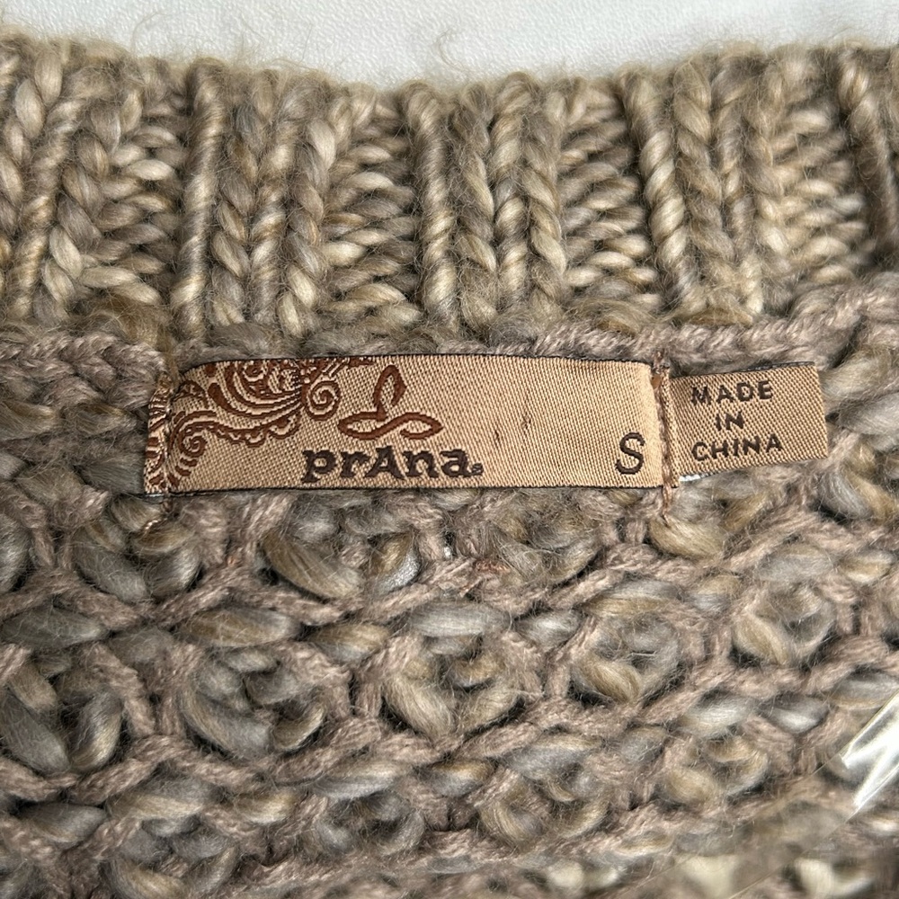 prAna Open Front Cardigan Long Duster Sweater Size Small Tan Brown Office Career - Picture 10 of 11